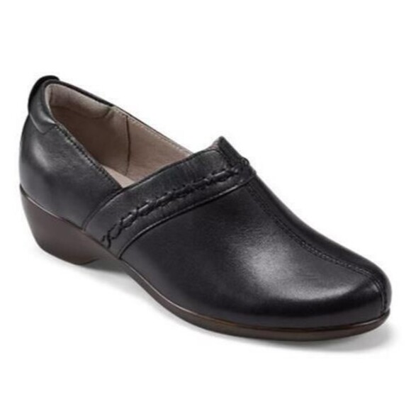 Easy Spirit Delores Black Leather Slip On Platform Loafers Shoes Sz 7.5M - Picture 1 of 9